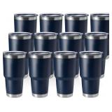 $83 HASLE OUTFITTERS 30oz Stainless Steel Tumbler, Double Wall Vacuum Insulated Travel Mug Tumbler, Durable Insulated Coffee Mug, Gift Box Set (Navy, 12)