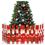 $19 AWIZOM 6 Pcs Christmas Tree Fences Decorations Wooden Christmas Tree Gate Red Santa Claus Snowflake Wood Picket Fence Decorative Xmas Tree Barrier for Pets Holiday Office Home Decor,11.81x15.75 In