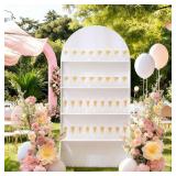 $230 4-Tier Champagne Wall Holder for Party, White Wedding Arch Backdrop Stand Holds 32 Glasses, Freestanding Champagne Wall for Wedding Reception & Event Decor