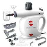 $60 Handheld Steam Cleaner, Pressurized Multi-Surface Steam Shot with 13 Accessories, Safety Lock, Steamer for Cleaning Floor, Upholstery, Grout, Windows, Couch and Car, White