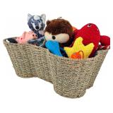 $50 OtterPets Dog Toy Basket, Cotton Rope Bone Shaped Dog Toy Bin, 22x14 | Handmade dog toy box, dog toy storage, dog basket, basket for dog toys, dog storage, Large 22 x 14 in, natural seagrass