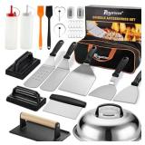 $28 ROMANTICIST 29PCS Griddle Accessories Set - Flat Top Teppanyaki Spatula Set with Scraper, Basting Cover for Camp Chef- Home Cooking Griddle and Outdoor BBQ Gifts for Christmas