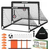$44 Soccer Goal, Kids Soccer Goals for Backyard Set of 2 | 4x3ft Portable Soccer Goal Pop Up Soccer Net, Kids Soccer Net Training Equipment with Soccer Ball, Ladder, Cones, Targets