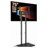 $70 Perlegear Universal Floor TV Stand for 32 75" TVs up to 110 lbs, Height-Adjustable Tall TV Stand with Solid Wood Base & Extra-Stable Anti-Tip Feet, Swivel TV Mount for Bedroom, VESA 400x400, PGFLS