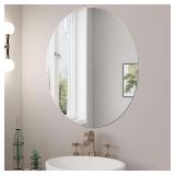 $16 JUNEBRUSHS Oval Mirror, Acrylic Oval Bathroom Mirrors 17x14 Inchs | Unbreakable Frameless Wall-Mounted Mirrors, for Wall Bedroom Home Decor
