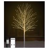 $56 6FT Lighted Birch Tree with 880 LED Warm White Lights, 8 Modes, Timer Remote Faux Prelit Twig Christmas Tree, Light Up Trees for Indoor Outdoor Xmas Holiday Party Decoration