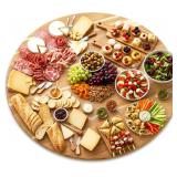 $151 36 Inch Acacia Wood Lazy Susan for Table Top Extra Large Round Wooden Turntable Rotating Serving Tray for Family Gatherings Dining Pantry Counter top