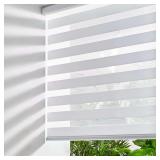 $27 Persilux Cordless Zebra Blinds for Windows Free-Stop Roller Windows Shades (24" W X 72" H, White) Dual Layer Light Control for Day and Night, Light Filtering Sheer Shades for Home, Easy to Install