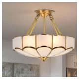 $152 Vintage Semi Flush Mount Ceiling Light Glass Pendant Light Fixture | Antique Pendant Light Fixture, 4-Light Semi Flush Mount Ceiling Light, Glass Ceiling Light Fixture for Foyer Entryway