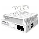 $23 Pant & Skirt Hangers - Closet Hangers for Shorts, Shirts, Jeans, Dresses, Slacks, Coats, Clothes, Clothing, Garments & More - Durable, Space Saving & Non-Slip, White - 25 Pack