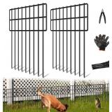 $54 25 Panels Garden Fencing Animal Barrier, 17in (H) X 27ft (L) Dog Dig Fence Barrier, 1.25in Gap Rustproof Metal Stakes Decorative Garden Fence, Ground Defense Border Fence for Outdoor, Yard, Patio