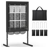 $70 Suteck 9 Holes Pitching Net | Replacement Net Included, 5-Level Height Adjustable, Pro Baseball & Softball Practice, Portable Carry Bag, Durable Frame