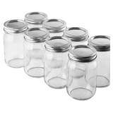 $23 FastRack Regular Mouth Glass Mason Jars with Metal Airtight Lids | 16 oz - Pack of 8 | Large Glass Jars for Food Storage with Lids | Ideal for Canning, Fermentation, Pickling, Kombucha Brewing