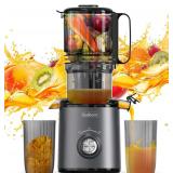 $90 Budsom Cold Press Juicer Machine: 300W Slow Masticating Juicer for Whole Fruits & Vegetables, 5.3" Wide Feed Chute, High Juice Yield, Easy to Clean, Quiet 55 RPM, Juice Extractor for Home & Kitche