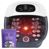 $60 MoodRelish Foot Spa Bath Massager with Heat Bubbles and Vibration Massage and Jets, 16 OZ Calming Lavender Foot Soak Epsom Salt, Foot Soaker with Red Light, 22 Massage Rollers, Adjustable Temp - G