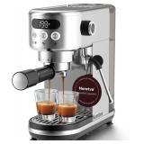 $96 Neretva Espresso Machine 20 Bar, Super Compact Espresso Maker Stainless Steel Professional Coffee Machine Espresso with Power Steam & LED Display for Home Barista Latte and Cappuccino Maker-Silver