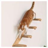 $33 FUKUMARU Cat Climbing Shelf Wall Mounted, Large | Four Step Cat Stair, Natural Jute Scratching, Solid Rubber Wood, Kitten Shelves Furniture