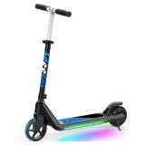 $93 LINGTENG Electric Scooter for Kids Age 6-10, Kick-Start Boost Scooter with Adjustable Speed and Height, Flash Wheel & Deck Lights