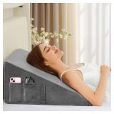 $40 Wedge Pillow for Sleeping, 12" Bed Wedge Pillow for After Surgery, Triangle Pillow Wedge for Heartburn, Acid Reflux, GERD, Back Pain Relief, Neck Pain, Soft & Cooling Memory Foam Top