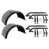 $600 Mytee Products (4 Pc / 2 Pair) Poly Fender Kit Fits for 24.5" Dual Rear Wheel Trucks - Ribbed Poly Fenders with Mounting Brackets - Rust-Proof, Lightweight & Ideal for Flatbed & Dump Trucks