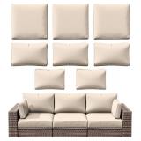 $60 8p Outdoor Cushion Slipcovers Outdoor Patio Cushions Covers Replacement Waterproof with Zipper for 3-Seat Rattan Sofa Patio Furniture Cushion Covers, Covers Only