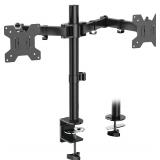 $35 WALI Articulating Dual Monitor Stand for 13-27 inch Screens, 22 lbs per Arm | 2 Monitor Desk Mount, Full Motion with Tilt, Swivel, Rotation, C-Clamp & Grommet Base, VESA 75/100mm (M002), Black