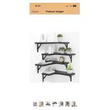 $23 ROMGUAR CRAFT Corner Floating Shelves Wall Mounted Set of 4, Rustic Wood Storage Display Shelves for Home Decor, Bathroom, Kitchen, Bedroom, Living Room, Office (Black)