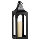 $54 MOZEAL 20" Large Grace Spire Floor Lantern - Black Heavy Metal No Glass - Rust-Resistant, in/Out Use, for Fireplace/Patio/Entryway/Porch - Vers Event/Home - Vintage Holder for Pillar/LED Lights