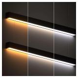 $102 JTT 4FT LED Linear Light Fixture, 30W/40W/50W, 3000K/4000K/5000K CCT Selectable, Linkable Office Shop Light Fixture, ETL Listed Dimmable Architectural LED Suspension Office Lighting Fixture 2 Pac