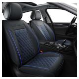 $150 Leather Car Seat Covers Full Set,Universal Fit for Most Cars,SUV,Sedans and Pick-up Trucks,Automotive Vehicle Faux Leather Cushion Covers for 5 Passenger Cars(Full Set,Black/Blue)