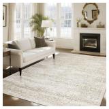 $90 Washable Rugs 8x10 Area Rugs for Living Room,Ultra Soft Faux Wool Retro Rugs for Bedroom,Dining Room,Non Slip&Non-Shedding Low Pile Vintage Print Rug Indoor Large Carpets for Home Office Decor