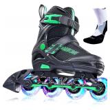 $53 PAPAISON Adjustable Inline Skates for Kids and Adults with Full Light Up Wheels, Outdoor Roller Skates for Girls and Boys, Men and Women