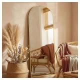 $70 Gold Arched Full Length Mirror, XX-Large 71x26 Floor Mirror with Stand | Modern Home Decor Accent for Bedroom Decor, Tempered Large Mirror Living Room Decor, Dressing Room