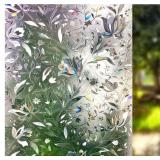 $27 LEMON CLOUD Window Privacy Film, Tulip Stained Glass Sticker 23.6" x 78.7" | Decorative Rainbow UV Blocking Anti-Glare, Non-Adhesive, Easy to Install, Renter-Friendly Frosted Window Clings for Gla