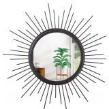 $16 Sunburst Wall mirror Black Small Spoked Wall Decor Mirror Bohemian Home Round Modern Metal Wall Art Mirror for Living room Hallway Bedroom Bathroom Balcony Farmhouse Entrance 12"