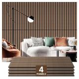 $130 RITOLLO 4 Pack Wood Panels for Wall, 47.2" 23.6" Wood Slat Acoustic Panels for Wall, Soundproof Panels, 3D Fluted Panels for Interior Wall Decor (Natural Walnut)