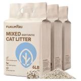 $36 FUKUMARU Tofu Cat Litter - White Tea Scented Natural Lightweight Cat Litter Pellets, 99.9% Dust Free Quick Clumping, Effective Odor Control, Flushable, Low Tracking, 18lb (6lb x 3 Bags) | 30% Bent