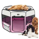 $35 X-ZONE PET Foldable Dog Playpen, Portable Pet Play Pen for Puppy Cat, Pink