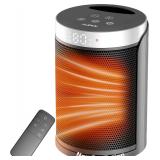 $28 Space Heater, AUBKN Small Portable Electric Heaters for Indoor Use with Thermostat and Remote,12H Timer, 5 Mode, 1500W PTC Ceramic Fast Safety Heat for Home Office Bedroom