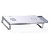 $168 Ergonomic Computer Stand with Full Resolution Video Hub and Hidden Storage for Work Area Double Monitor Stand with Hub
