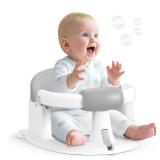 $36 Baby Bath Seat for Babies Sitting Up, Non-Slip Baby Bath Chair with Strong Suction Cups, Lockable Armrest & High Back 360  Safety Support, Ideal for Active Toddlers 6-24 Months, Gray