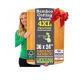 $105 GIGANTIC 36 x 24 Inch Extra Large Bamboo Cutting Board with Lifetime Replacements   4XL Butcher Block, Oversized Carving & Charcuterie Board, Stovetop Cover for Kitchen Counter Space