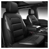 $42 CAR PASS Memory Foam Car Seat Covers,Air Cool Mesh Thick Seat Covers Front Seats,Gray Metal Film Leather Seat Cover for Car,Universal Automotive Comfort for Most Car,Truck,Airbag Compatible,Black/
