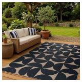 $76 Lahome Semi Circle Easy Jute 5x7 Outdoor Rug, Geometric Washable Area Rug