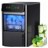 $83 Silonn Ice Maker Coutertop - Portable Ice Cube Machine - 20lbs of Bullet Ice per Day, Makes Ice in 6 Minutes, Stainless Steel with Visible Water Level Window, Ideal for Kitchen, Office, and Campin