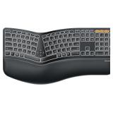 $100 ProtoArc EK01 Plus Backlit Bluetooth Ergonomic Keyboard, Full Size, Black | Adjustable brightness, split design, cushioned wrist rest, connect 3 devices via Bluetooth/2.4G, 2000mAh USB-C recharge