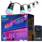 $190 Govee Smart Outdoor String Lights 2, 144ft RGBIC Patio Lights with 45 Bulbs | Dimmable Warm White LED Bulbs, IP65 Waterproof, 47 Scene Modes for Backyard, Balcony, Work with Alexa, App Control