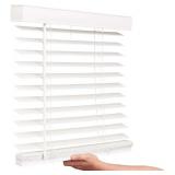 $72 LOTUS & WINDOWARE Cordless Faux Wood Blinds, 34" Wide x 72" Long, Smooth, Snow White, 2 Inch Horizontal Blinds   for Living Room, Bedroom, Interior Door Windows