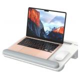 $25 Besign LT08 Laptop Stand, Portable Lap Desk with Pillow Cushion, Fits up to 14 inch Laptop, with Anti-Slip Strip for Desk, Sofa & Bed, White and Gray
