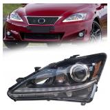 $166 LED Headlight Assembly for 2006-2012 Lexus IS250 IS350 Driver Side LED Headlamp with Clear Lens Direct Replacement Headlight (Left)